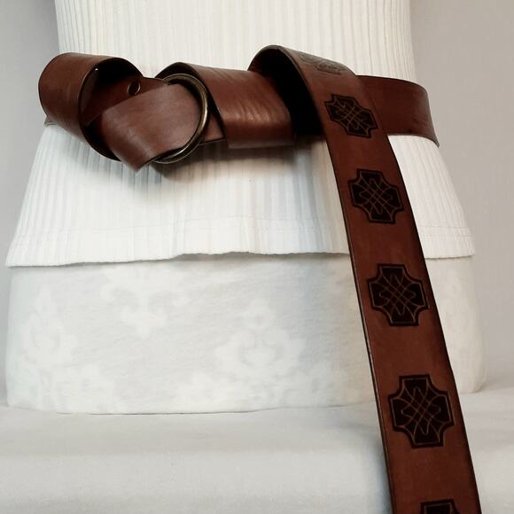 Ultra Long Costume Belt OS Medieval Warrior Style Walnut Brown Faux Leather - Picture 3 of 8